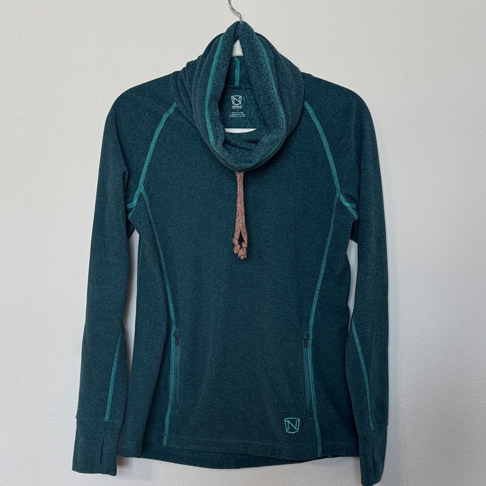 Elegant Teal Cowl Neck Sweater